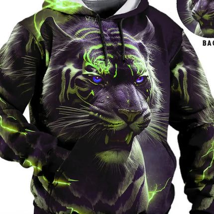 Men Vintage Tiger 3D Animal Hoodies