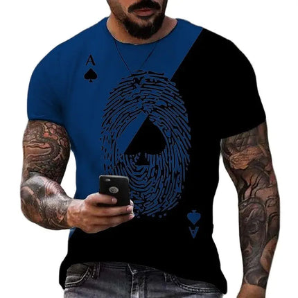 Men 3D Ace Poker Playing Cards Shirts