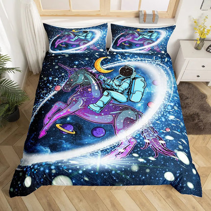 Kids Room Cartoon Astronaut Duvet Cover Bedding Set