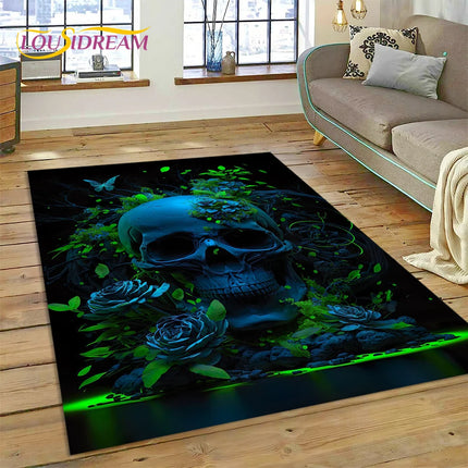 Home Cartoon Skull Gothic 3D Area Rugs