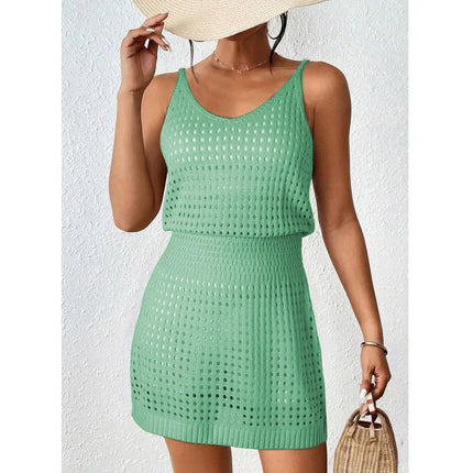 Women Summer Vintage Crochet Beach Dress