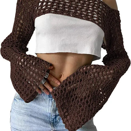 Women Vintage Summer Hollow Crop Top

