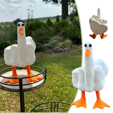 Funny Duck Middle Finger Resin Garden Figurine