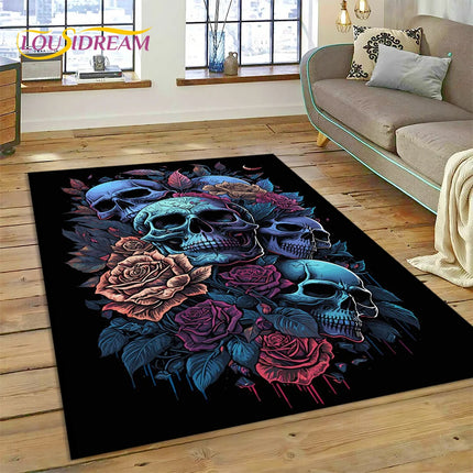 Home Cartoon Skull Gothic 3D Area Rugs