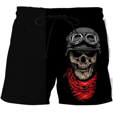 Men Funny Skull 3D Boardshorts