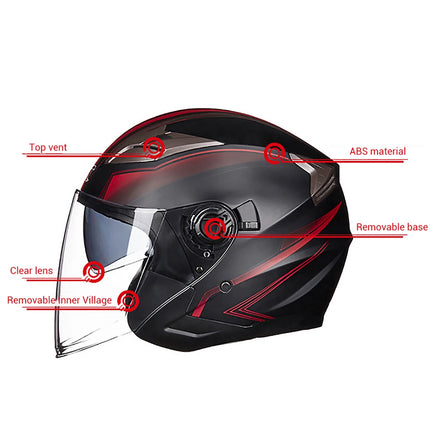 Motorcycle Half Face Double Lens Helmet