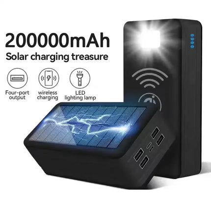 Solar Powered 200k mAh Wireless Battery Charger Powerbank