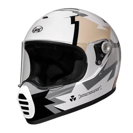 Lightweight Full Face White Beige Retro Motorcycle Helmet