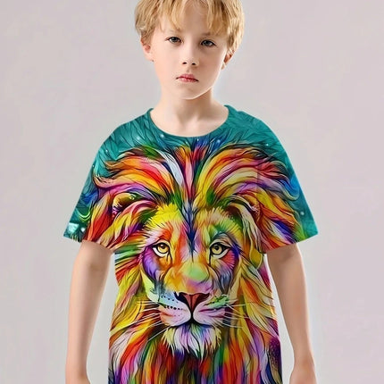 Boys New Summer Wolf Lion 3D Graphic Tees