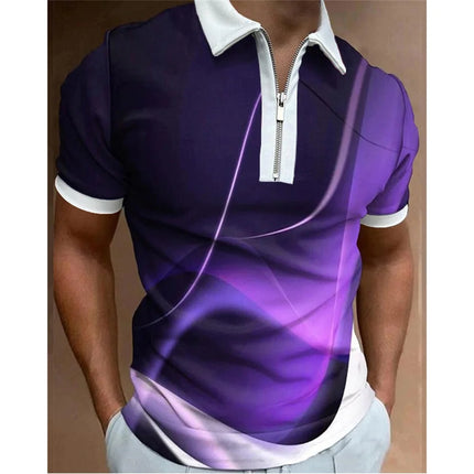 Men Turn-Down Zipper Polo Shirts