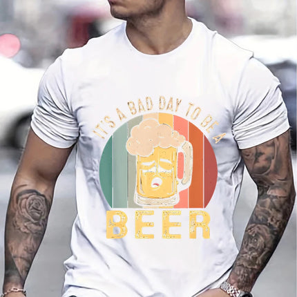 Men Vintage Beer Graphic Summer Tees