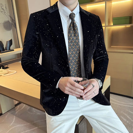 Men Velvet Business Casual Blazers