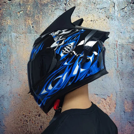 Motorcycle Full-Face Blue Black Capacete Helmet