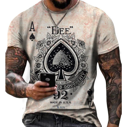 Men Summer 3D Ace Short Vintage Shirts