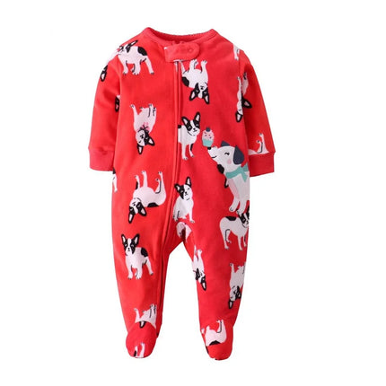 Baby Boy Fall Fleece Animal Rompers