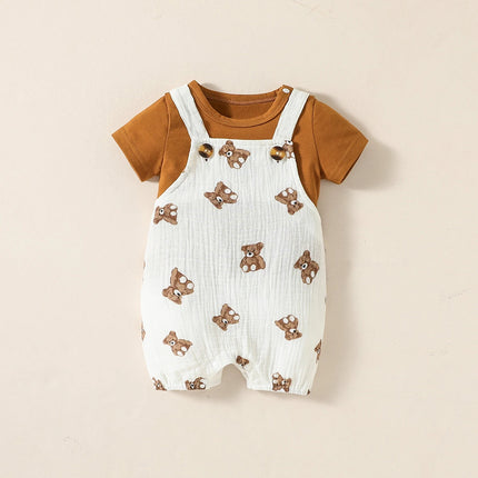 Baby Boy Short Dinosaur Suspender Outfit