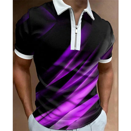 Men Turn-Down Zipper Polo Shirts