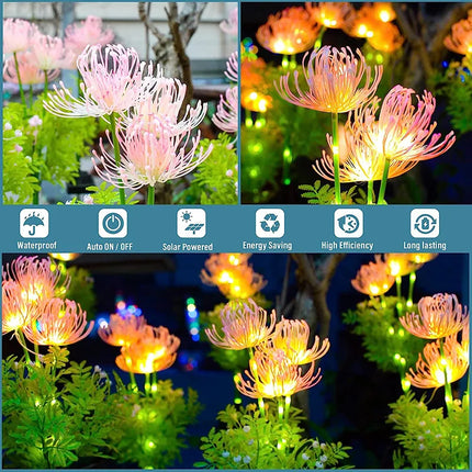 Solar 2pc 3Heads LED Luminous Garden Flower Light