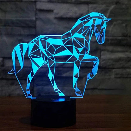 3D LED Horse Unicorn Animal USB Night Light