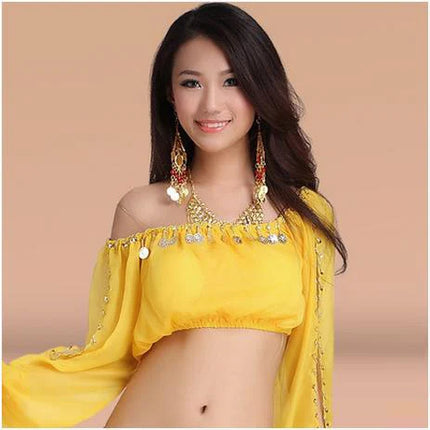 Women Belly Dancing Sequin Half Sleeve Tops