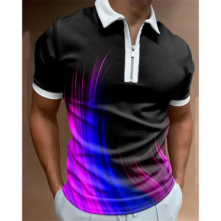 Men Turn-Down Zipper Polo Shirts