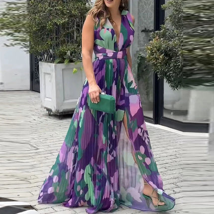 Women Tie-Dye High Split Maxi Dress