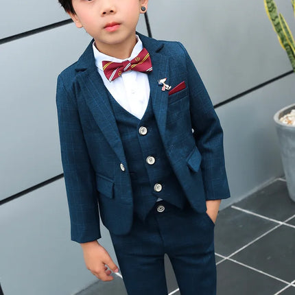 Boy Formal Flower Purple Black Gentleman Outfits