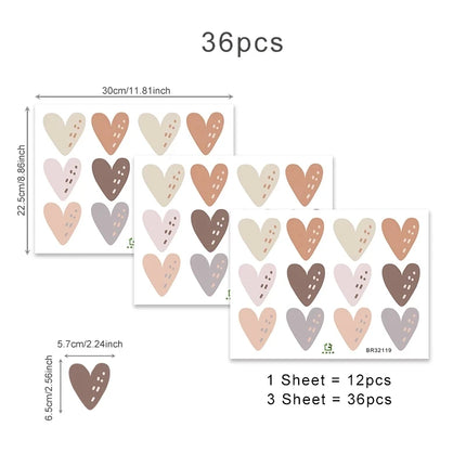 Bohemian Kids Room Heart 36pc Wall Sticker Set