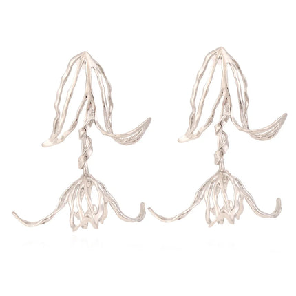 Women Oversized Hollow Tulip Dangle Earrings