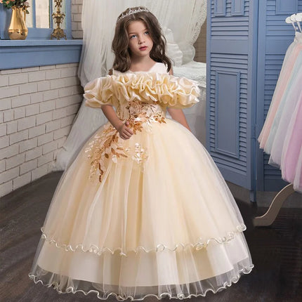 Girl 4-13Y Long Wedding Bridesmaid Party Dress