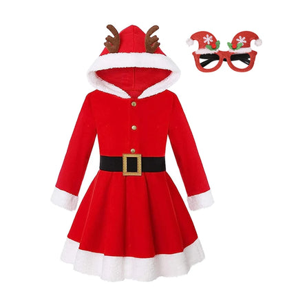 Baby Girl Elk Christmas Santa Hooded Costume