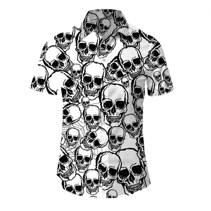 Men Hawaiian 3D Lapel Skull Party Shirts