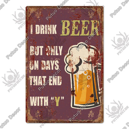 Save Water Drink Beer Vintage Sign Decor