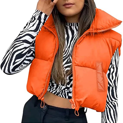 Women 2024 Cropped Vest Sleeveless Puffer Jacket