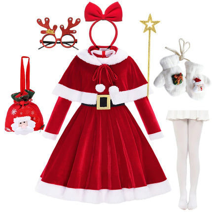 Baby Girl Xmas Party 2pc Velvet Dress Sets