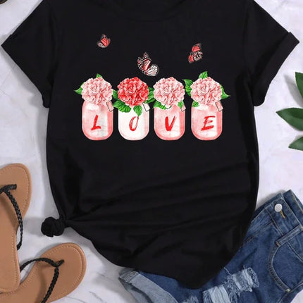 Women Butterfly Summer Short Graphic Tees