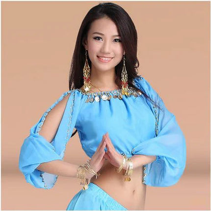 Women Belly Dancing Sequin Half Sleeve Tops