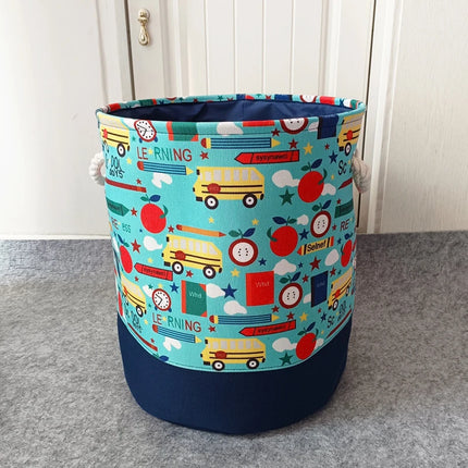 Foldable Laundry Basket Canvas Cartoon Nursery Hamper