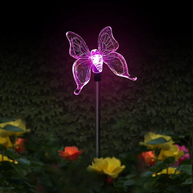 Solar Powered LED Butterfly Dragonfly Landscape Light