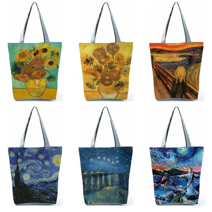 Women Van Gogh Eco-Friendly Shopping Beach Handbag