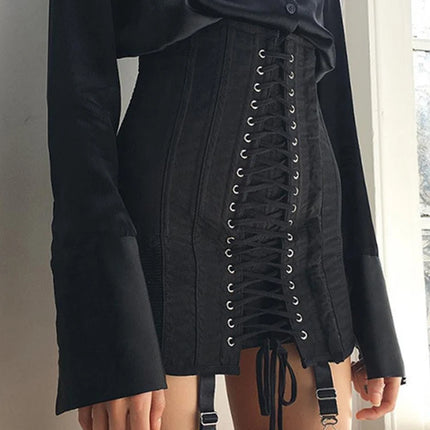 Women Gothic Black 90s Vintage Mini Skirt