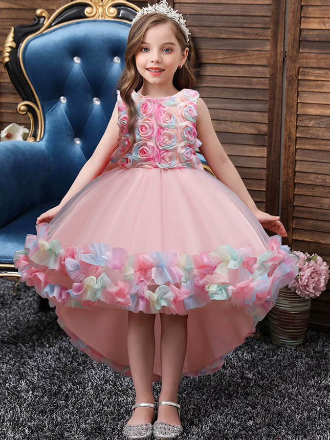 Girl Flower Lace Evening Princess Dress.