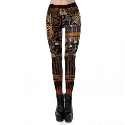 Women Steampunk 3D Fitness Leggings - Mad Fly Essentials