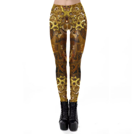 Women Steampunk 3D Fitness Leggings - Mad Fly Essentials