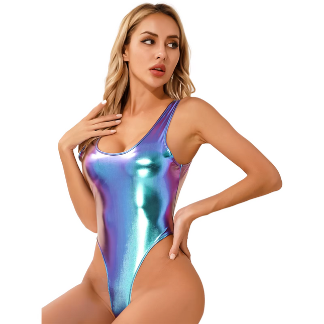 Women Metallic Cat Leotard Bodysuit - Mad Fly Essentials