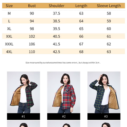 Women Winter Plaid Velvet Shirt Jacket