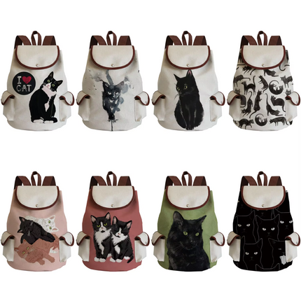 Women Eco-Friendly Cartoon Cat Tote Backpacks.