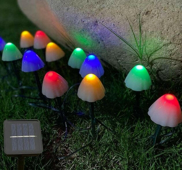 Solar Outdoor Garden LED Mushroom Fairy Light